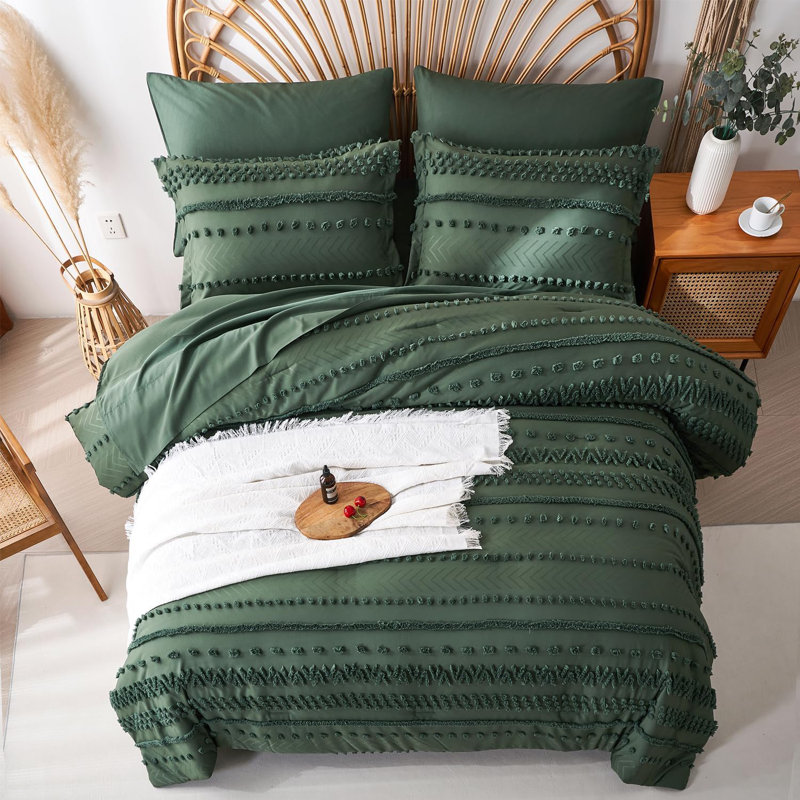 7 Pieces Comforter Set, Tufted Boho Bed In A Bag Comforter And Sheet Set, All Season Soft Microfiber Complete Bedding Set