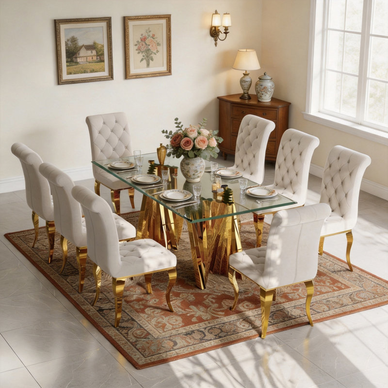 White Velvet Dining Chairs Gold Curved Metal Legs