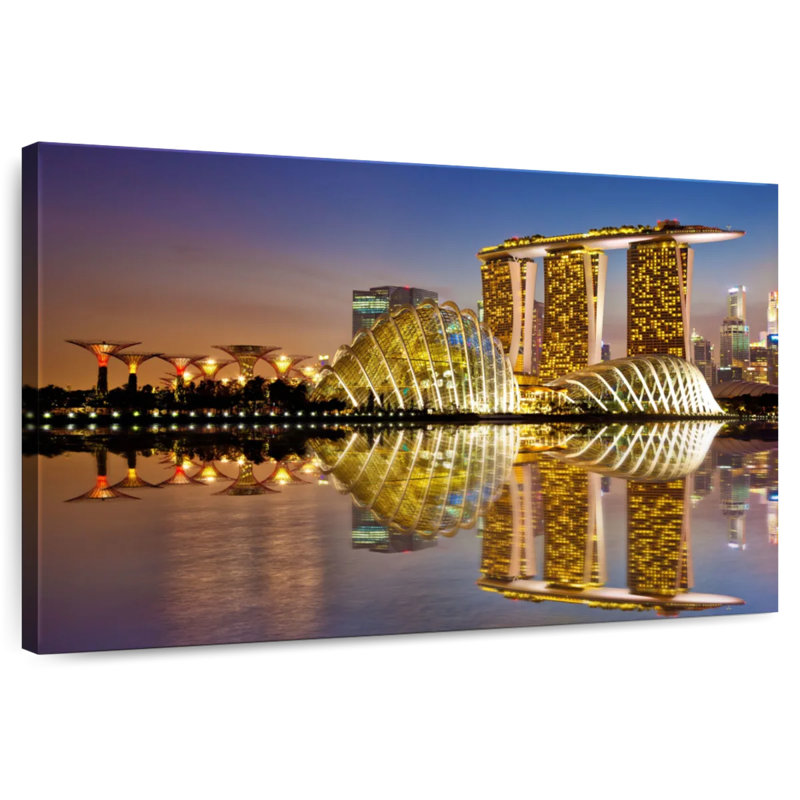 Kavia illuminé la nuit de Singapour, H 32 po x l 48 po