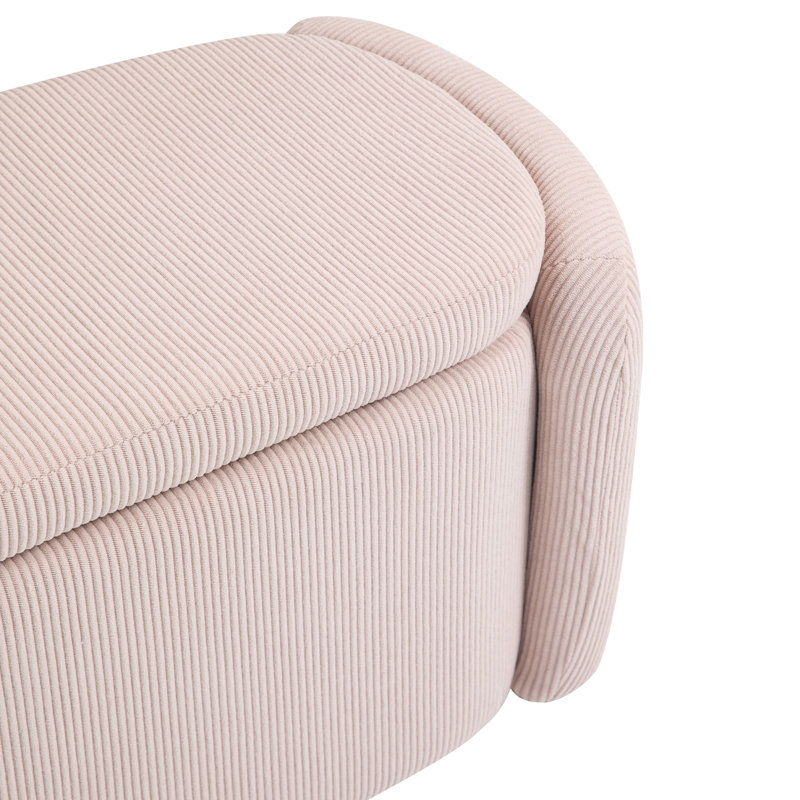 Corduroy Storage Bench for Bedroom,Bed End Ottoman Bench with Storage,Modern Oval Storage Bench with Seating for Living Room,Entryway,Window ( 45”)