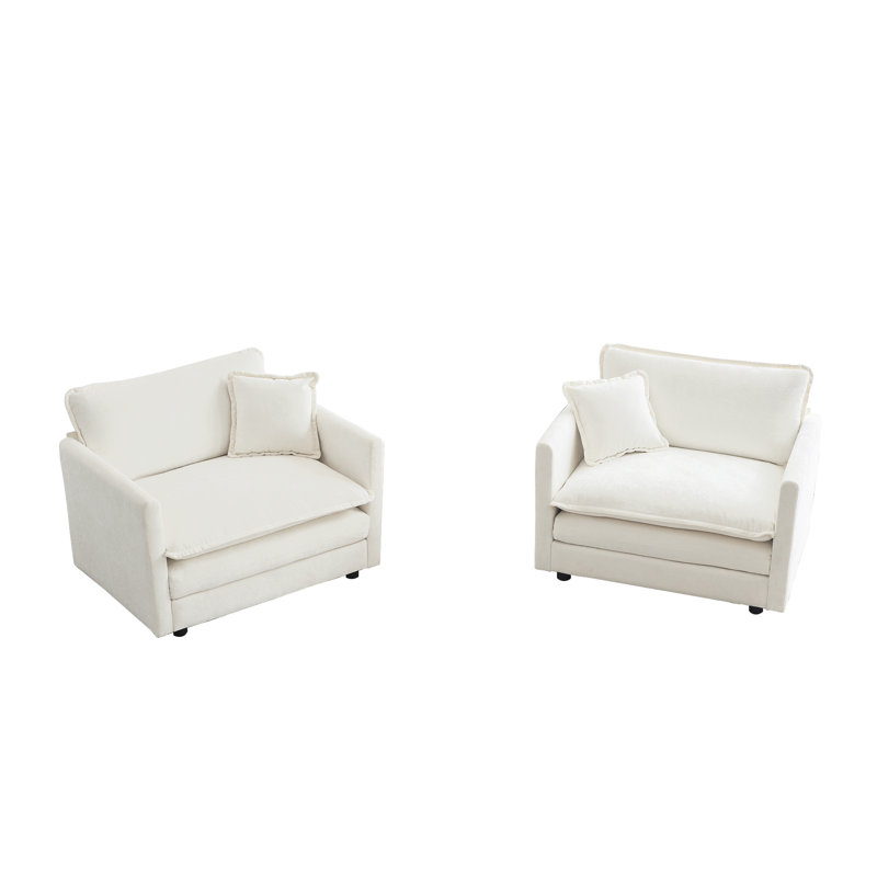 Ensemble de canapé-lit 2 places Modern Comfy, Chenille blanche