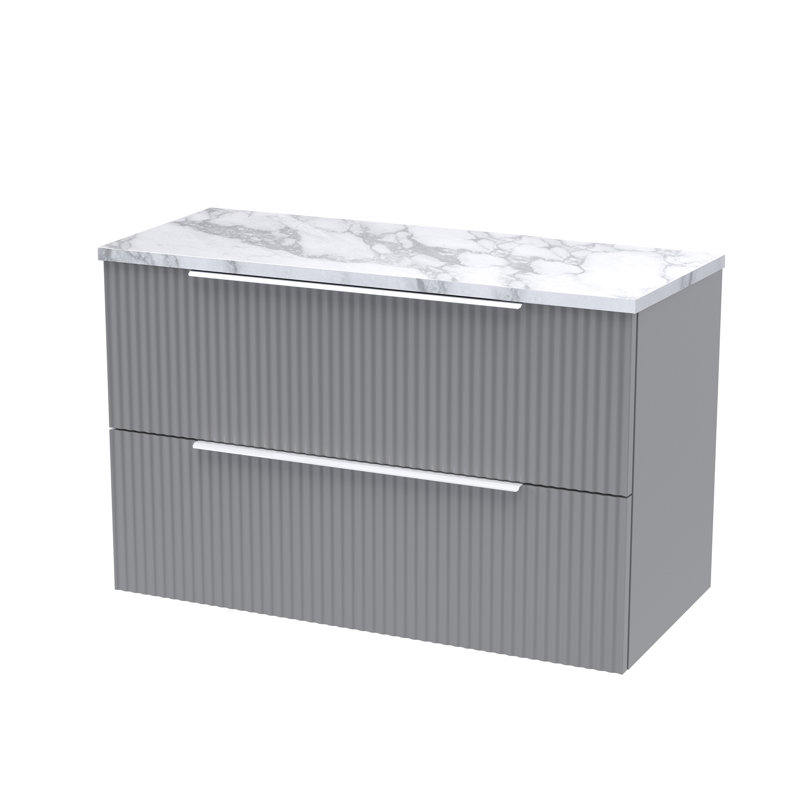 Fluted 80.5cm Single Bathroom Vanity Base Only, Satin Grey