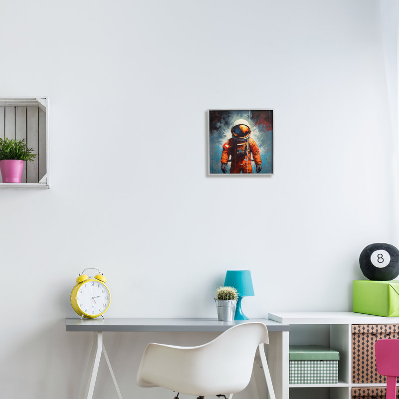 «Abstract Astronaut Portrait», reproduction encadrée sur bois par Lazar Studio, Estampe numérique Farmhouse