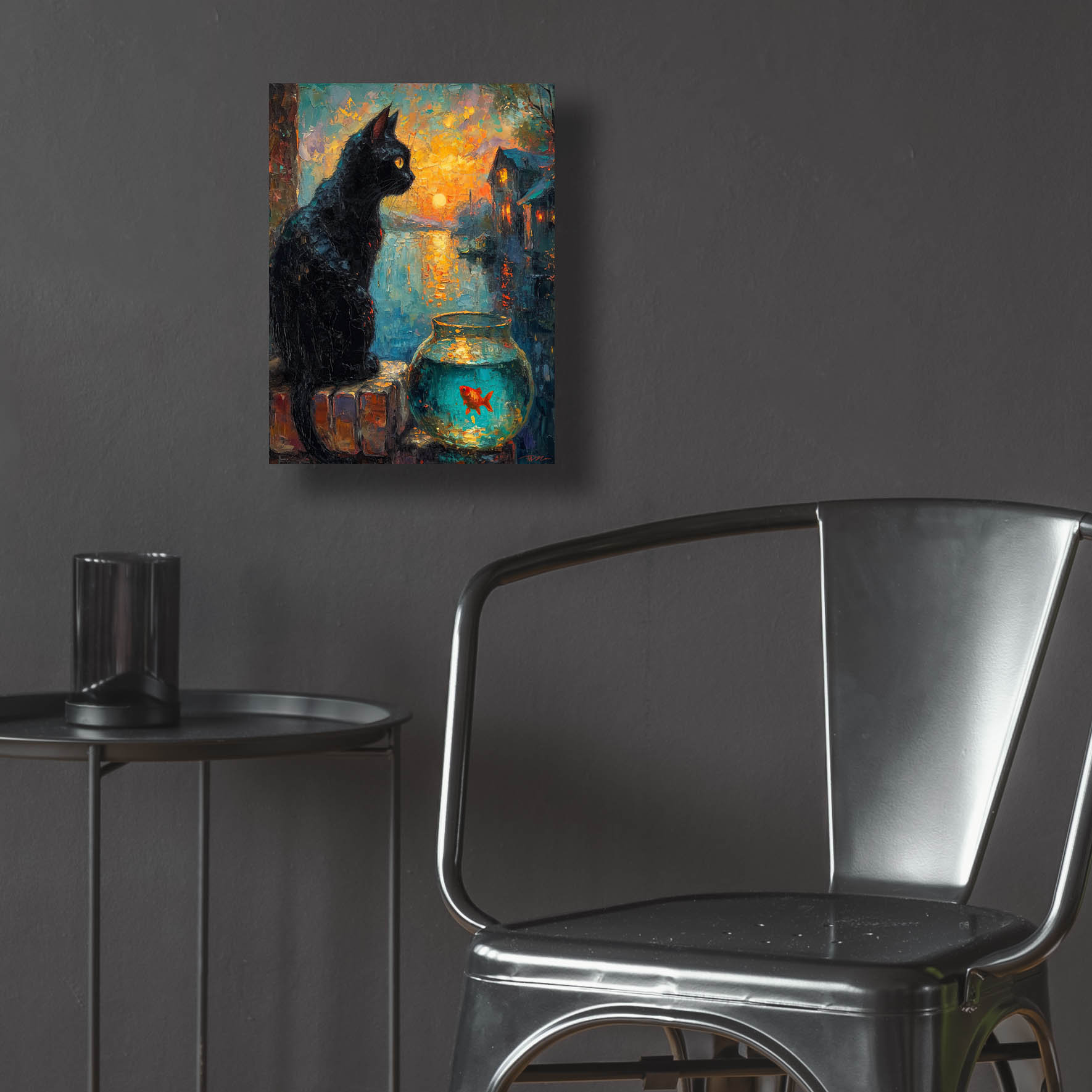 Winston Porter Black Cat And Goldfish 1' by Momart Acrylic Glass Wall ...