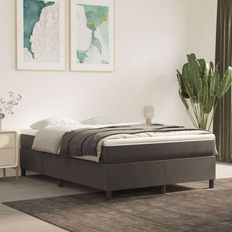 Bed Frame Velvet, Dark Grey, Double (4'6)