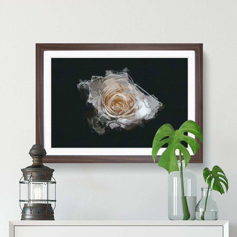 A White Rose in Abstract - Framed Print, Walnut Framed, 62cm H x 87cm W x 2cm D