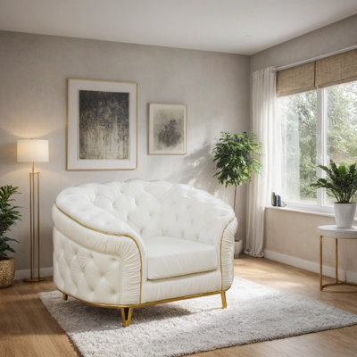 Fauteuil d'appoint 48 po luxueux avec garniture dorée - confort glamour pour les intérieurs modernes