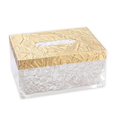 Modern Luxury Crystal Tissue Box With Brass Accents For Home And Living Room Decor