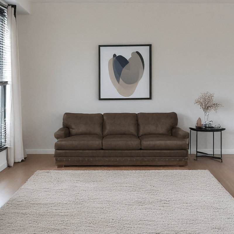 Nixson 100'' Genuine Leather Sofa, Brown