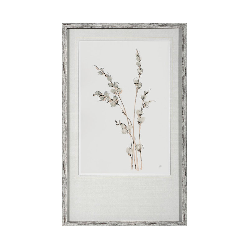 «Willows IV» par Chris Paschke a, reproduction d'art encadrée texturée matte sous verre, Chatte saule II