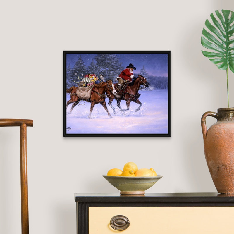 «Christmas Rush» par Jack Sorenson - reproduction d'art sur toile, Cadre noir, H 18 po x l 22 po x P 1,75 po