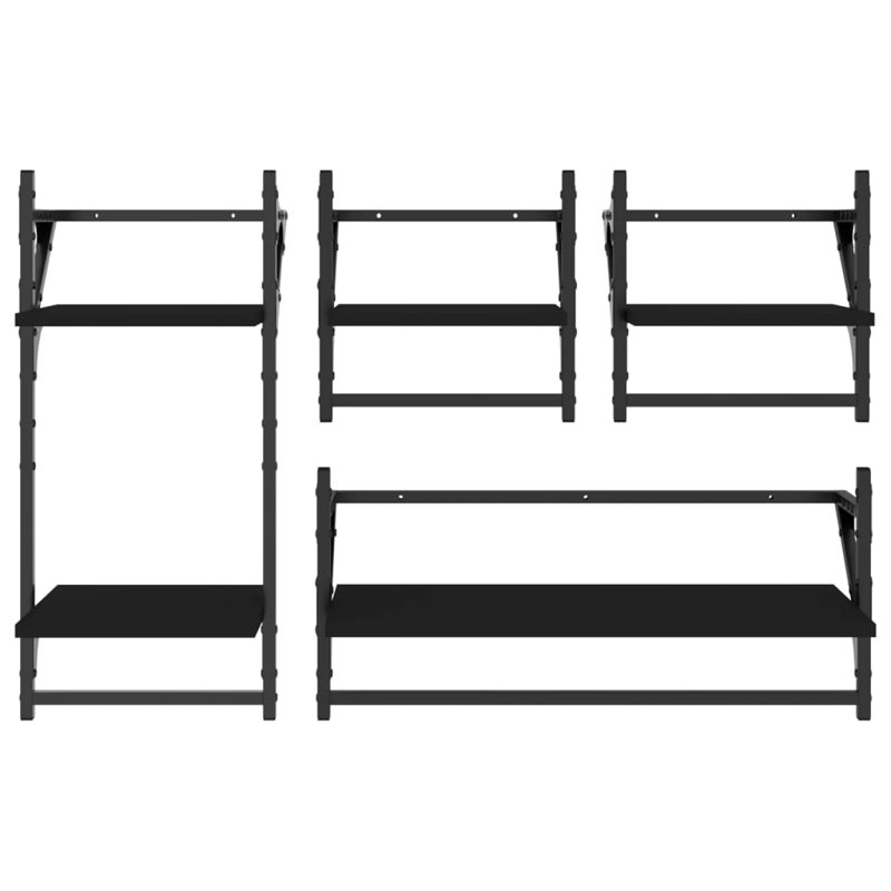 Emeka 5 Piece Bracket Shelf with Towel Bar, Black