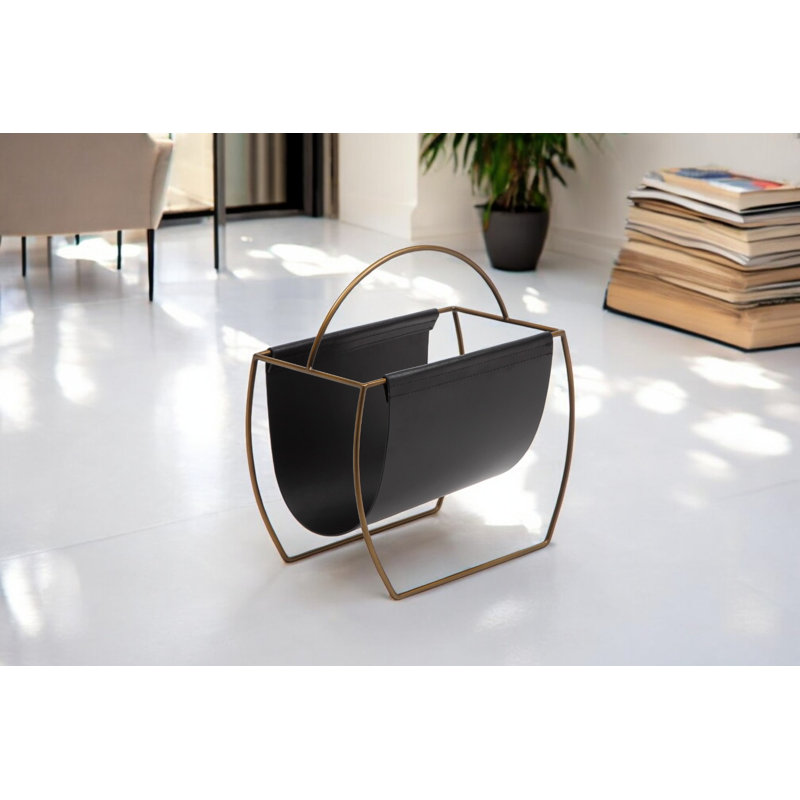 Free Standing Magazine Rack, Black/Copper