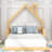 Twin Wood Bed With Enchanting House-Shaped Headboard - Structure Size House Solid Construction For Stability-947678616-947678619