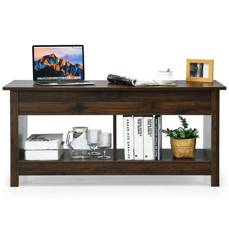 Lift Top Coffee Table with Storage, Brown