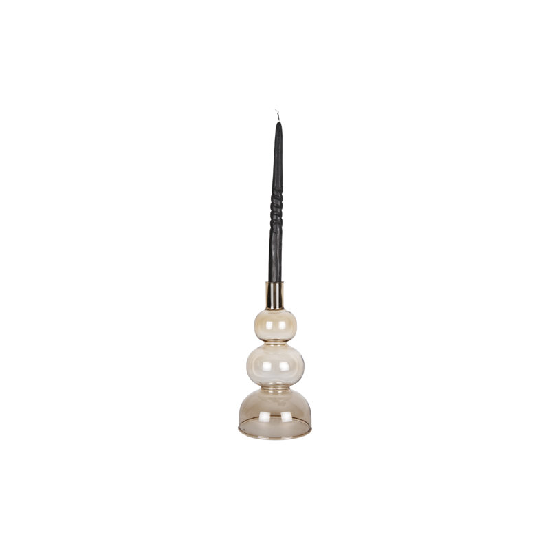 Glass Tabletop Candelabra, Moss Green, 20cm H x 10cm W x 10cm D