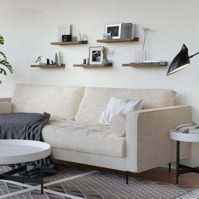Ensemble de 5 étagères flottantes avec rebord, étagère murale en bois brun, tablette de présentation pour photos, étagère anti-chute pour la décoration murale de la chambre, rangement pour les livres de chambre d'enfant, installation facile, 40 cm