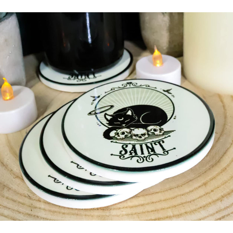 Ceramic Round 4 Piece Coaster Set