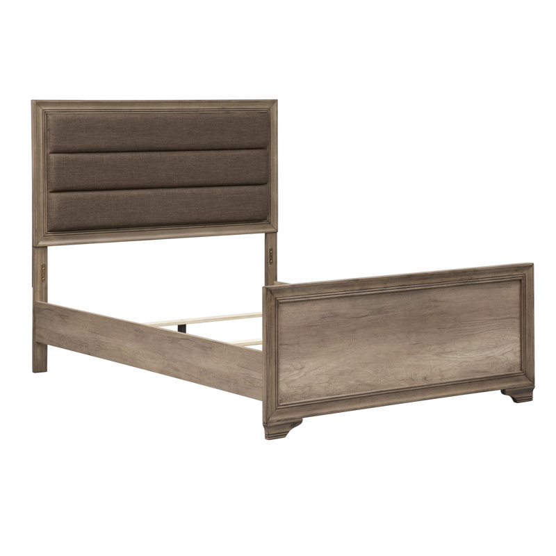 Eleora Upholstered Bed Set, Grand, Ensemble de 4 pièces : lit, table de chevet, comm
