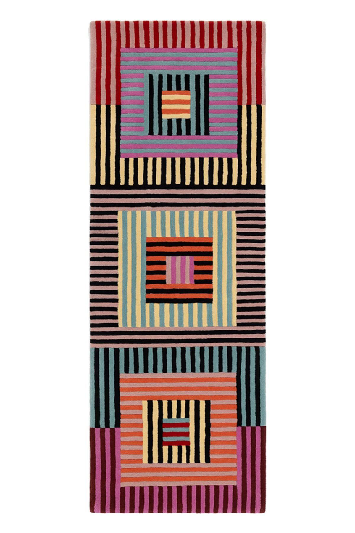 Striped Patterned Rug Dakota Fields Colorful Geometric Pattern Striped Printed Woven Base Rug ...