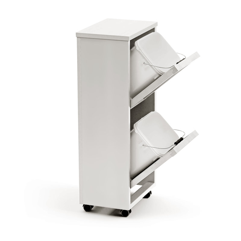 Millwright Solid Wood Manual Lift Recycling Bin - 24L, White