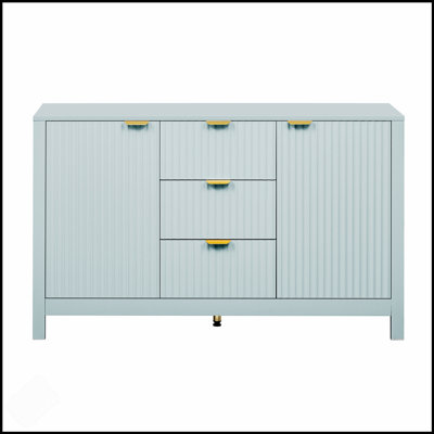 U_STYLE Wave-Design Sideboard With 3 Adjustable Shelves, 3 Drawers, And Soft-Close Doors For Versatile Storage And Display