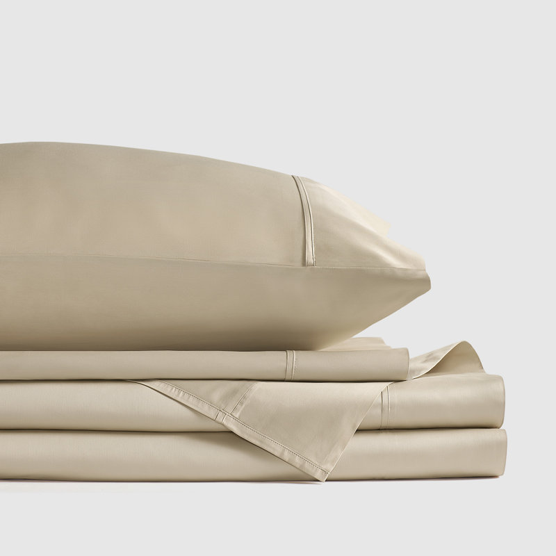 Premier Sateen - Sheet Queen 4Pc. Sheet Set, Pale Gold, Queen Sheet Set with 3 Additional Pieces