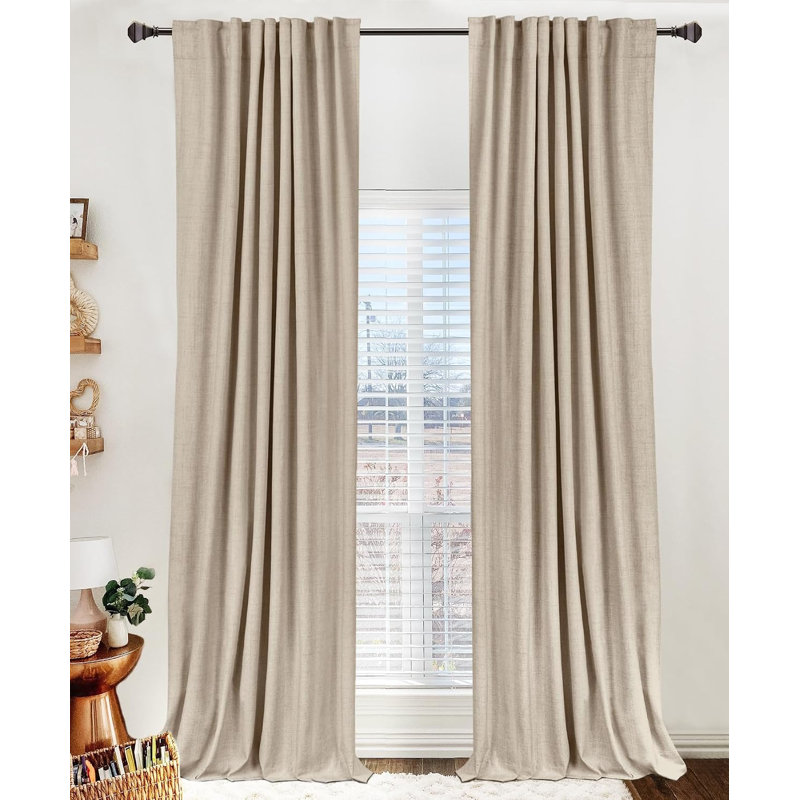 Rideaux occultants en lin texturé pour chambre à coucher, 213 cm de long, couleur avoine