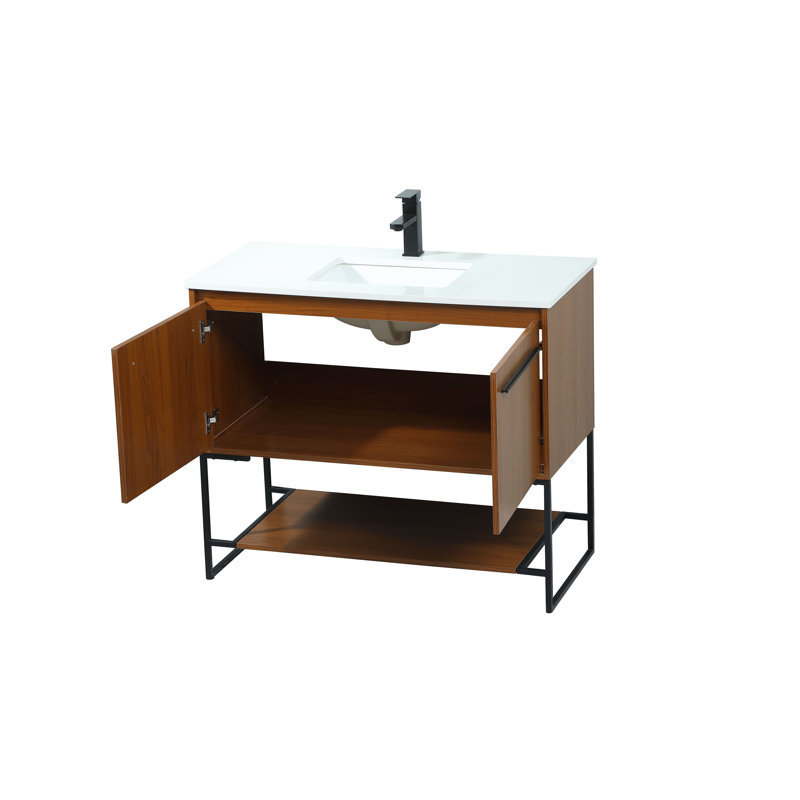 Ensemble de meuble-lavabo simple 40 po Rozell, Teck