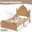 Lit simple standard bas en bois massif avec tête de lit sculptée de style vintage-641336835-641336836