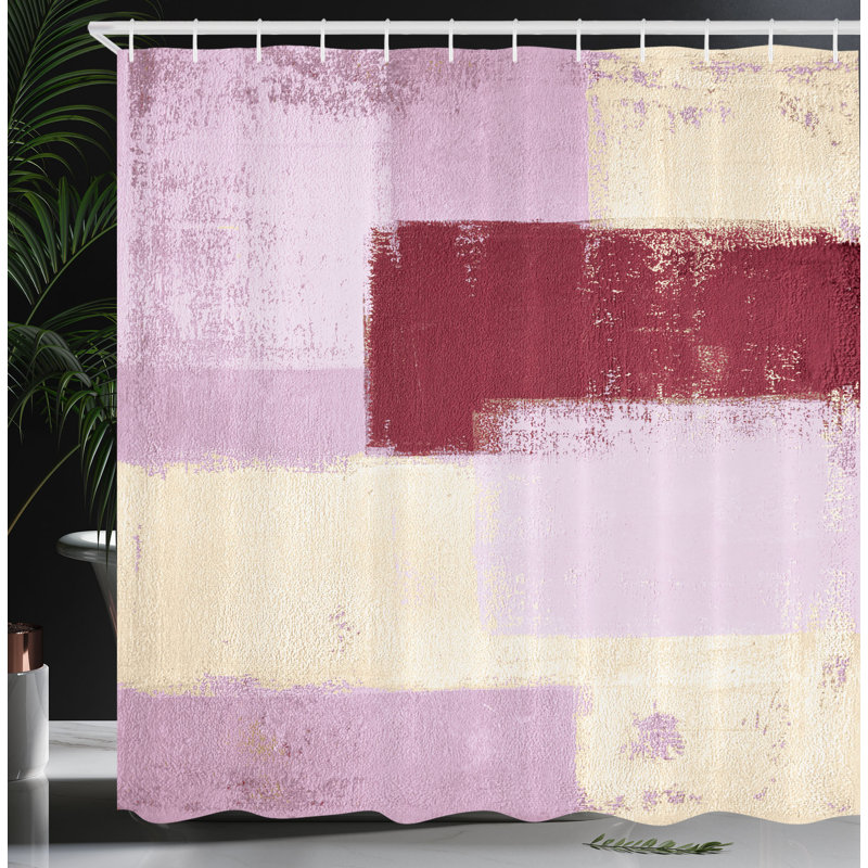 Adrinne Abstract Shower Curtain with Hooks Included, Turquoise Aqua, 70" H x 69" W