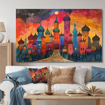 «Colorul Vibrant Moscow Moscow At Night I», reproduction d'art mural de Moscou