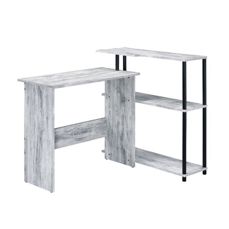 Rectangular Writing Desk with Side Shelf, Antique White