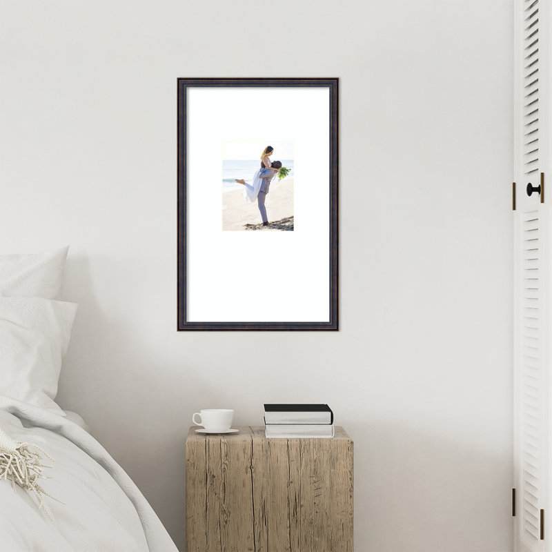 Cadre photo en bois foncé bronze, 16 x 26 avec passe-partout 8 x 10