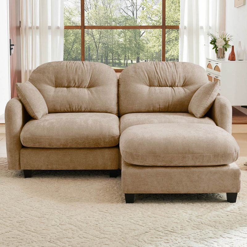 Canapé en chenille 74 "avec repose-pieds Cloud, Chameau