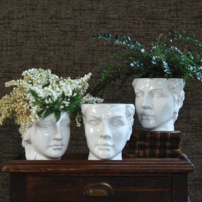 Cogdell Apollo Ceramic  Head Statue Planter