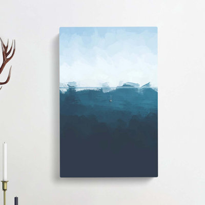 Sailing Boat Alone In The Ocean In Abstract - Wrapped Canvas