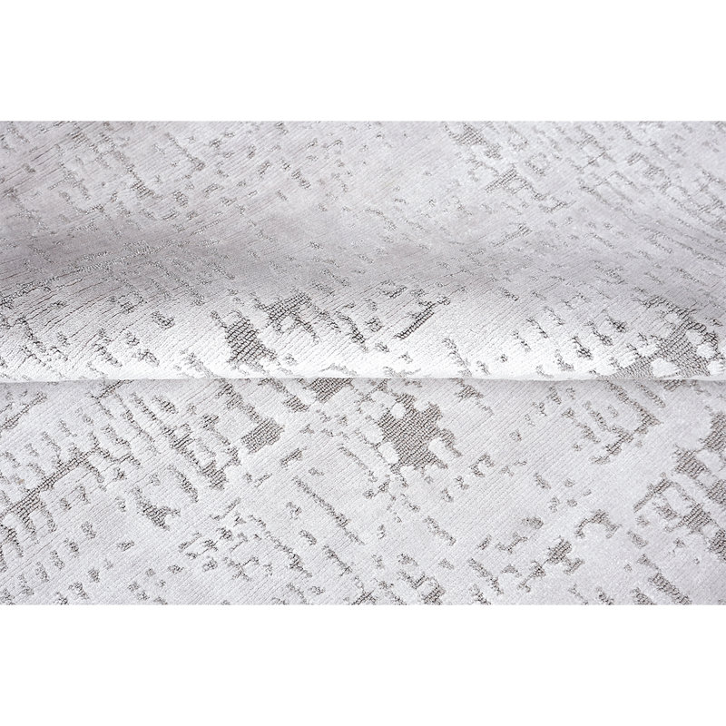 Tapis argenté en laine noué à la main, Rectangulaire 8 pi x 10 pi