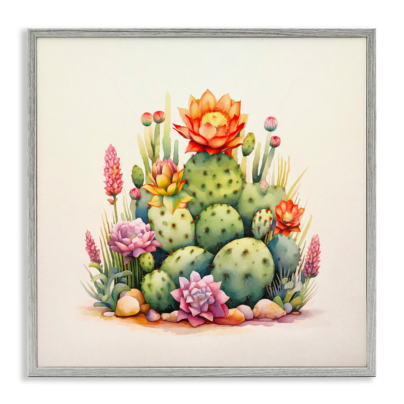 «Desert Spring Cacti», estampe numérique par Andrea Haase, Estampe numérique Farmhouse, H 17 po x l 17 po