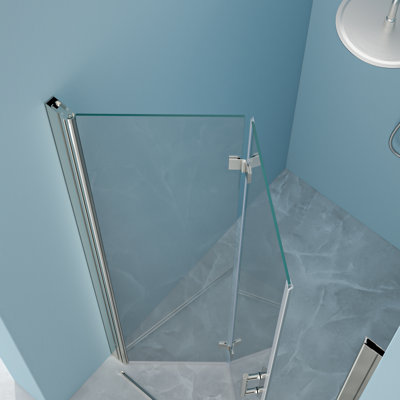 Porte de douche Bi l 36 po x H 72 po, verre trempé, résistant à l'usure, peu encombrant,