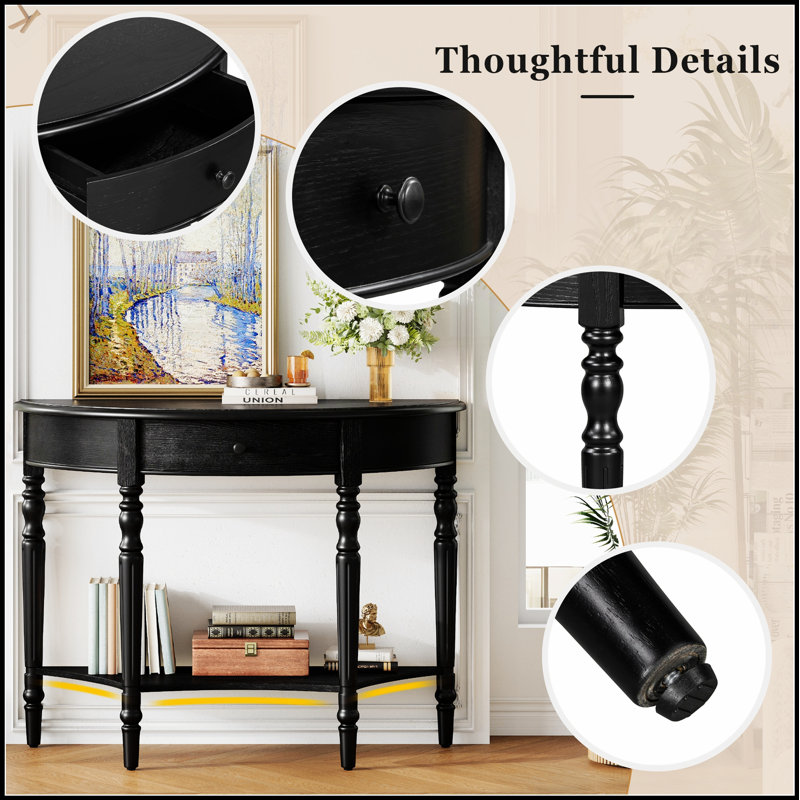 Console avec tiroir et tablette Farmhouse, Black