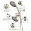 Système de douche mural avec bec de baignoire - valve haute 2 en 1. 7 modes de pulvérisation pour vous gâter. Robinet double en nickel brossé pour une douche de luxe. Finition