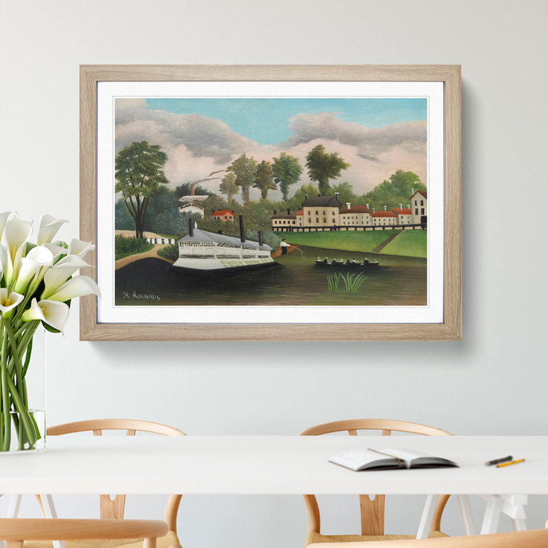 The Laundry Boat by Henri Rousseau - Picture Frame Painting, 27cm H x 36cm W x 2cm D, Oak