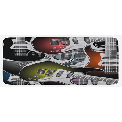 Pile Of Graphic Colorful Electric Guitars Rock Music Stringed Instruments Multicolor Kitchen Mat -  East Urban Home, 1F0719763A3D4A33819481D77F3E28E8