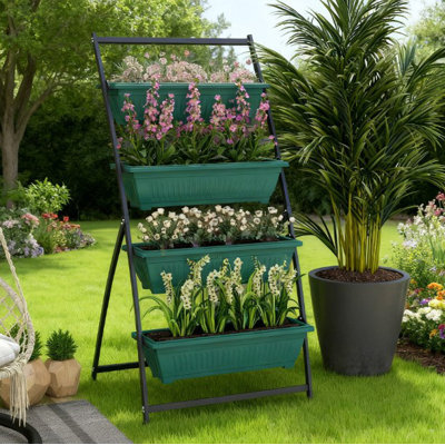 Plant Stand Grow Container,4-Tier Vertical Raised Garden Planter With 4 Boxes,For Vegetable & Flowers