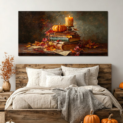Art mural d'automne, art mural toile citrouille, art mural d'automne, décoration murale photos d'automne, humeur de couleur rustique, impression sur toile tendue avec châssis, entrée de ferme, décoration de salon, 24 x 48 po