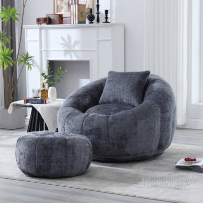 Fauteuil d'appoint en tonneau de compression et repose-pieds de 41,3 po Watban