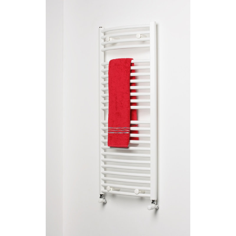 Phoebe Curved Towel Rail Heated Towel Rails, White, 70cm L x 42cm W x 5.5cm D