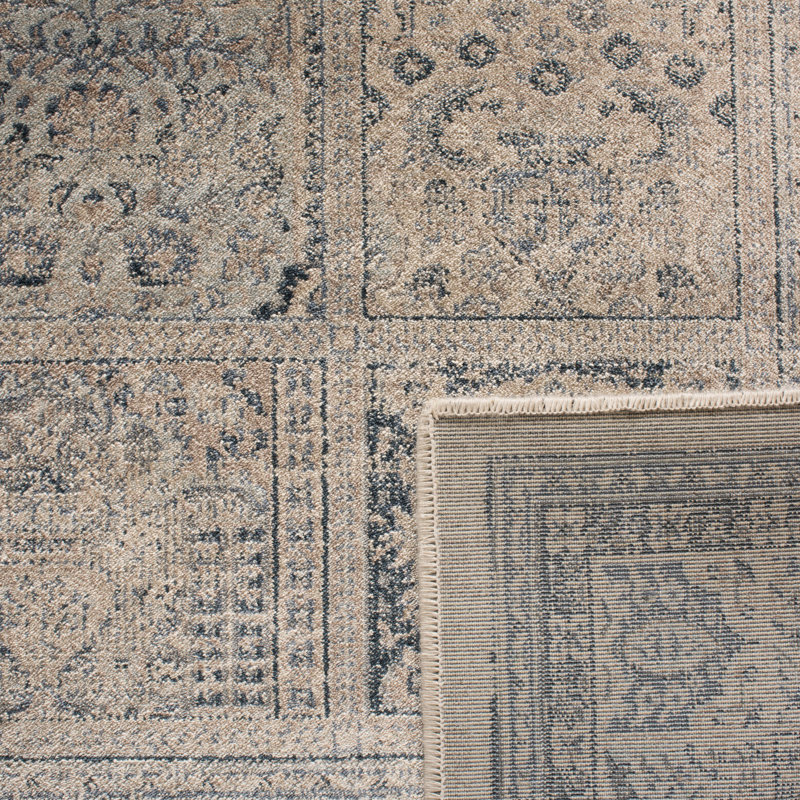 Tapis oriental pierre / bleu Evanoff, Rectangle 4 pi x 5 pi 7 po