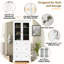 Meuble-lavabo autoportant de 70,1 po de hauteur avec 3 tiroirs, 2 tablettes réglables, peinture imperméable et portes silencieuses à fermeture en douceur en alliage de zinc avec poignées en verre pour un rangement organisé-1362897084